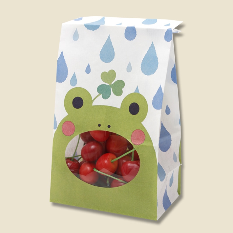 HEIKO 紙袋 窓付袋(内側ラミネート) パックンバッグ No.4 カエル 50枚/袋