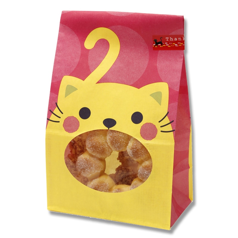 HEIKO 紙袋 窓付袋(内側ラミネート) パックンバッグ No.4 ネコ 50枚/袋