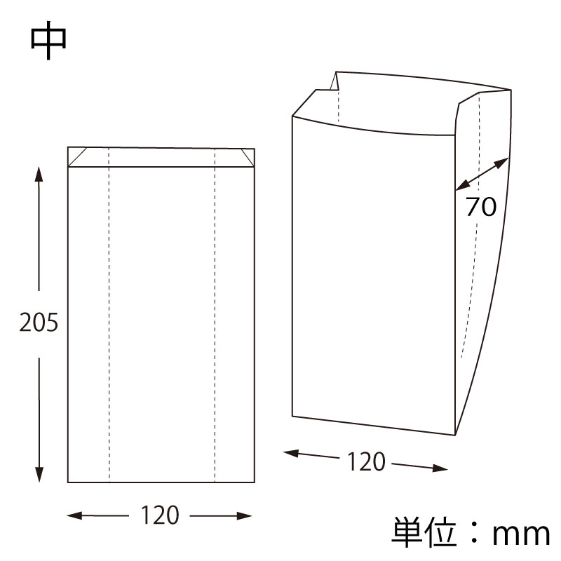 HEIKO 耐油ガゼットパック 中 未晒無地 100枚/袋