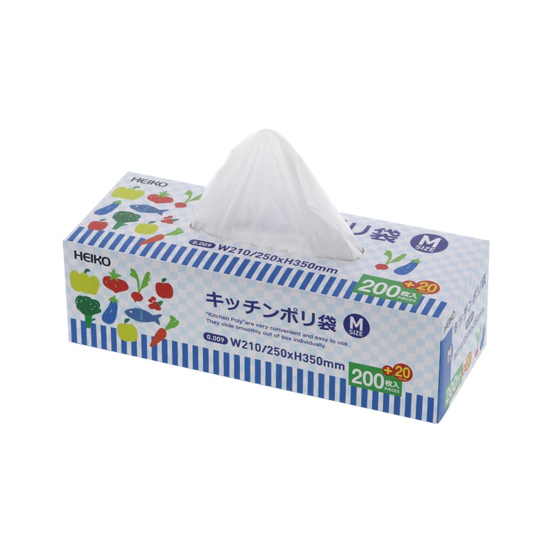 HEIKO ゴミ袋 キッチンポリ 半透明 M 220枚/箱