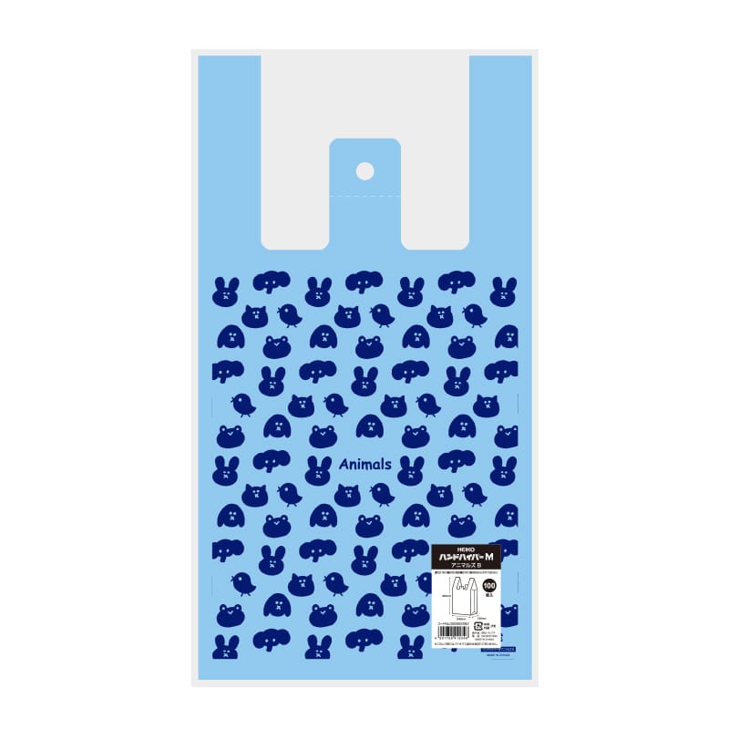 HEIKO レジ袋 ハンドハイパー M アニマルズ B 100枚/袋