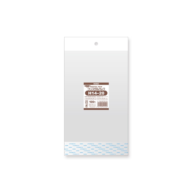HEIKO OPP袋 クリスタルパック H14-20 (ヘッダー付き) 100枚/袋