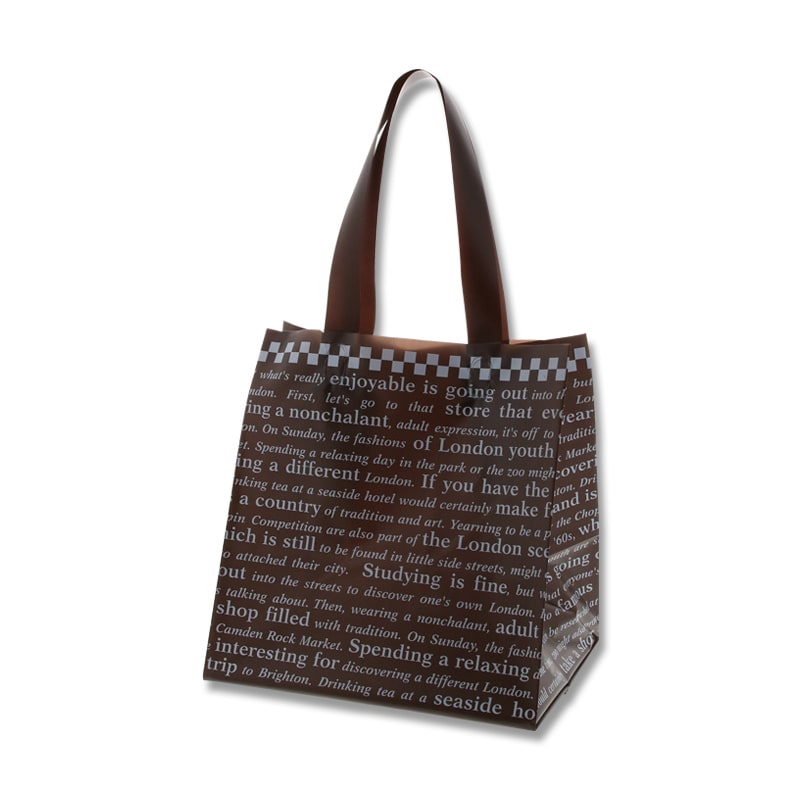 HEIKO 手提げポリ袋 ポリチャームバッグ WS チェッカー ブラウン 表記入り 20枚/袋