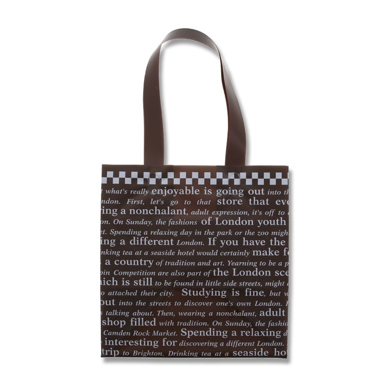 HEIKO 手提げポリ袋 ポリチャームバッグ WS チェッカー ブラウン 表記入り 20枚/袋