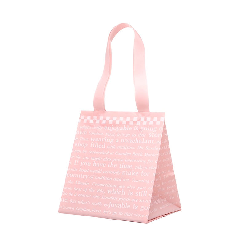 HEIKO 手提げポリ袋 ポリチャームバッグ WSS チェッカー ピンク 表記入 20枚/袋