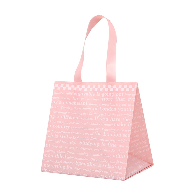 HEIKO 手提げポリ袋 ポリチャームバッグ WS チェッカー ピンク 表記入 20枚/袋