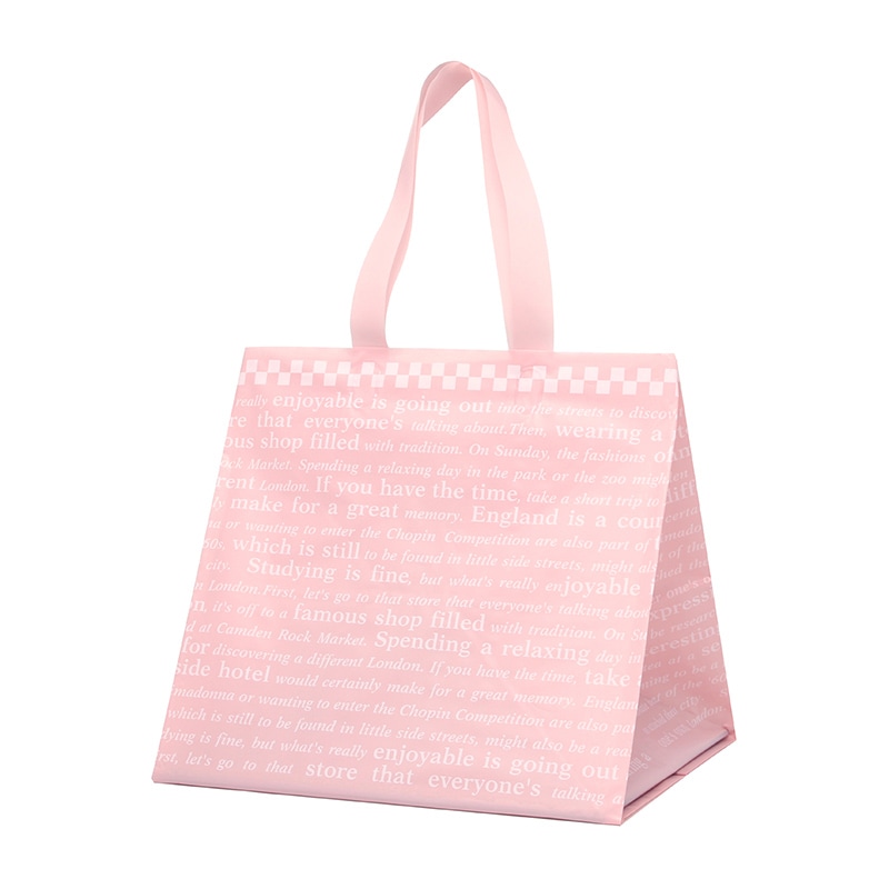 HEIKO 手提げポリ袋 ポリチャームバッグ WMS チェッカー ピンク 表記入 20枚/袋