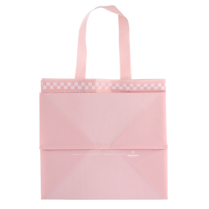 HEIKO 手提げポリ袋 ポリチャームバッグ WMS チェッカー ピンク 表記入 20枚/袋