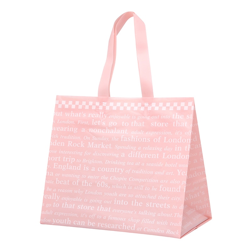 HEIKO 手提げポリ袋 ポリチャームバッグ WM チェッカー ピンク 表記入 20枚/袋