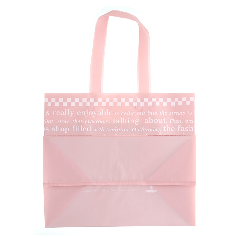 HEIKO 手提げポリ袋 ポリチャームバッグ WM チェッカー ピンク 表記入 20枚/袋