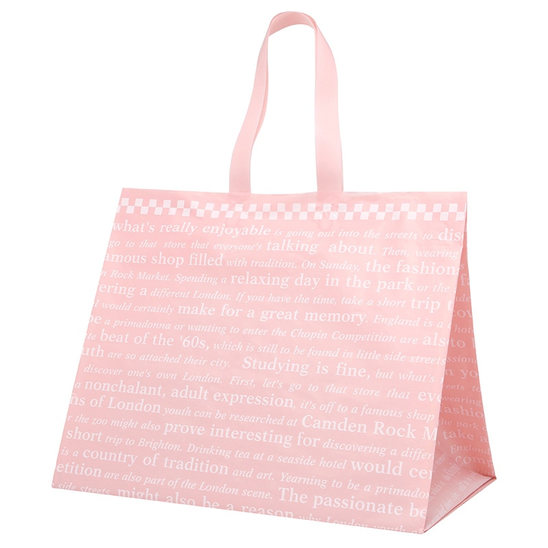 HEIKO 手提げポリ袋 ポリチャームバッグ WL チェッカー ピンク 表記入 20枚/袋