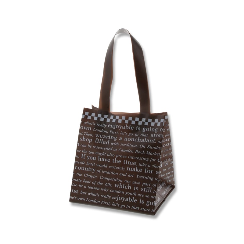 HEIKO 手提げポリ袋 ポリチャームバッグ WSS チェッカー ブラウン 厚み0.08mm 表記入 20枚/袋