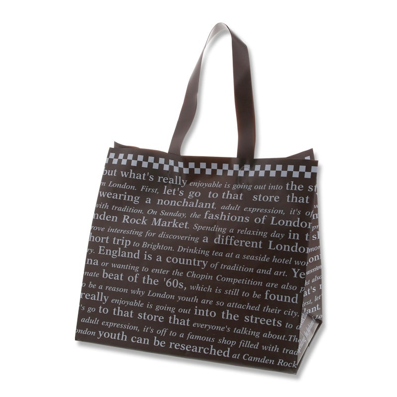 HEIKO 手提げポリ袋 ポリチャームバッグ WM チェッカー ブラウン 厚み0.08mm 表記入 20枚/袋