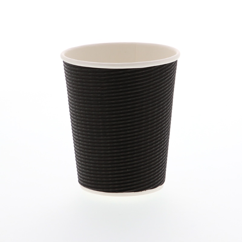 紙コップ エコブラック断熱カップ 8オンス 黒 50個/袋