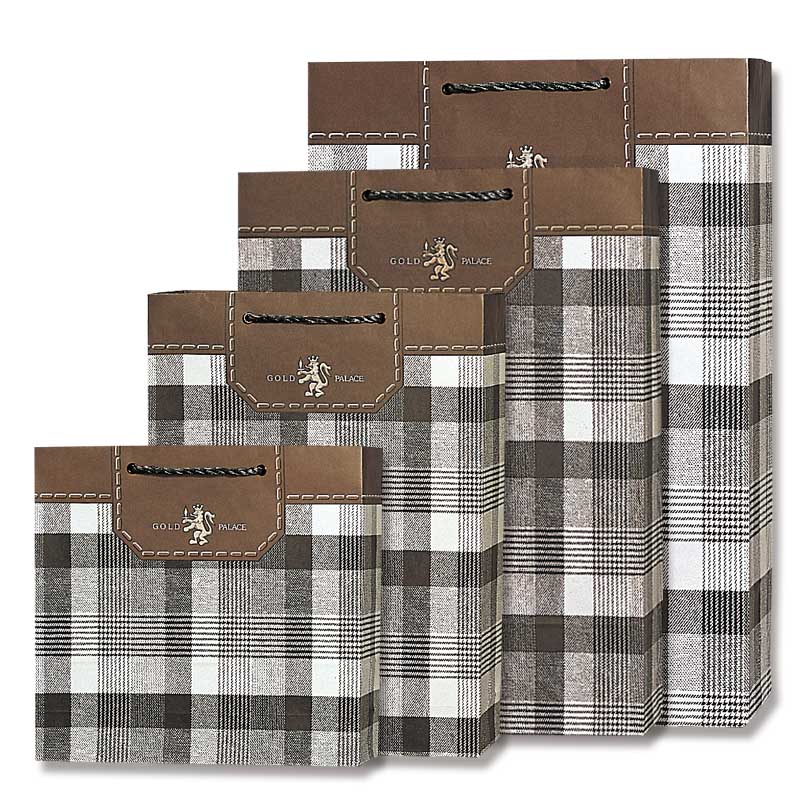 HEIKO 紙袋 デラックスチャームバッグ カスタム(DXKA) ゴールドチェック 10枚/束
