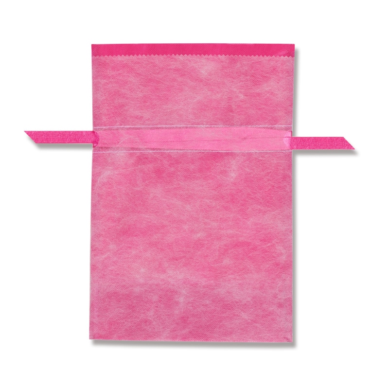 HEIKO 不織布巾着袋 Ｆバッグ Ｗシャンテタイプ M 無地 ピンク 10枚/袋