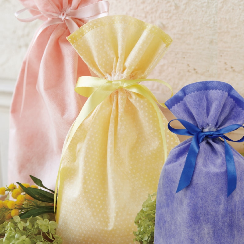 HEIKO 不織布巾着袋 Fバッグ Wシャンテタイプ M 無地 ネイビー 10枚/袋