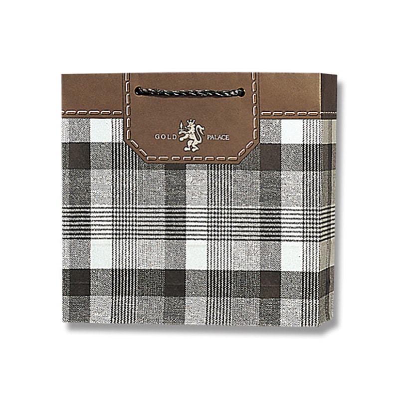 HEIKO 紙袋 デラックスチャームバッグ サニーミドル判(SM) ゴールドチェック 10枚/束