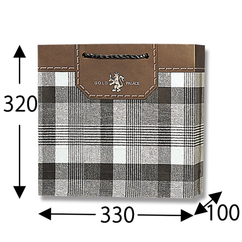 HEIKO 紙袋 デラックスチャームバッグ サニーミドル判(SM) ゴールドチェック 10枚/束