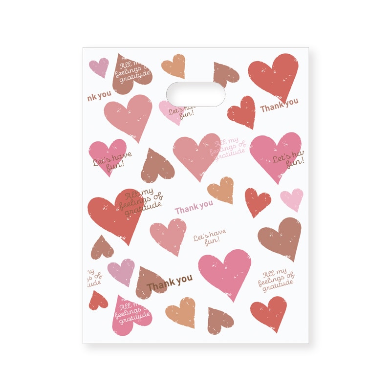 HEIKO 手抜きポリ袋 HDPE BG18-22 スモーキーハート ピンク 50枚/袋