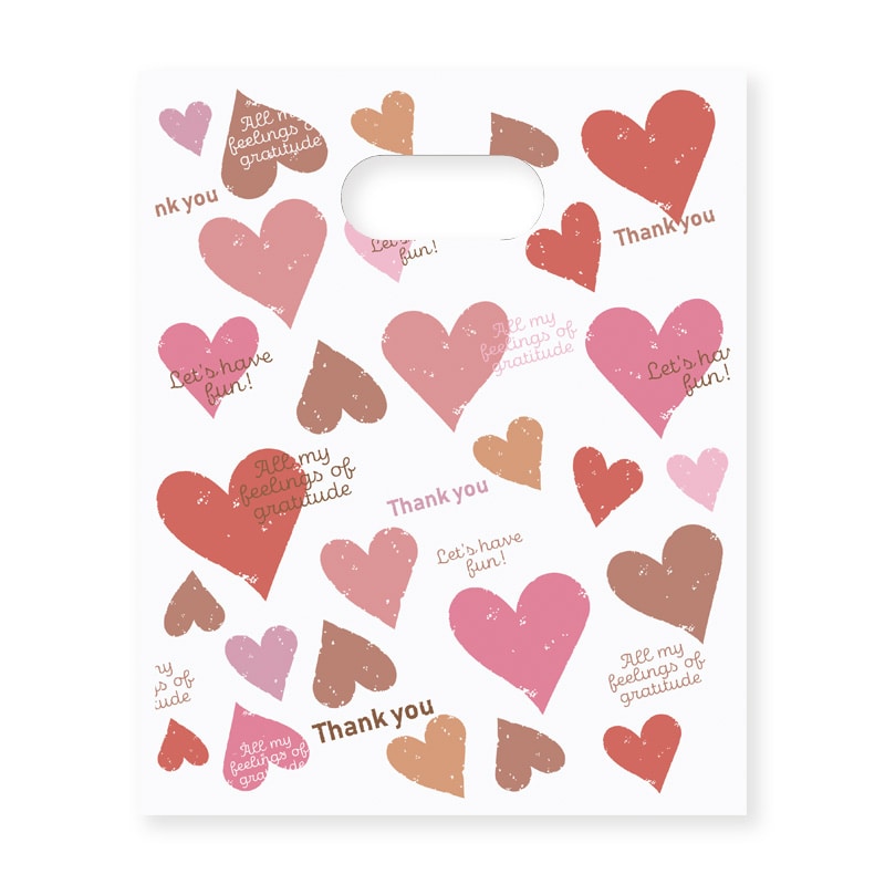 HEIKO 手抜きポリ袋 HDPE BG23-30 スモーキーハート ピンク 50枚/袋