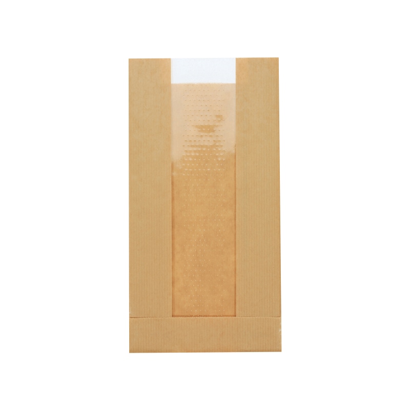 >HEIKO 窓付ガゼットパック 12-23 筋入無地クラフト 100枚/袋