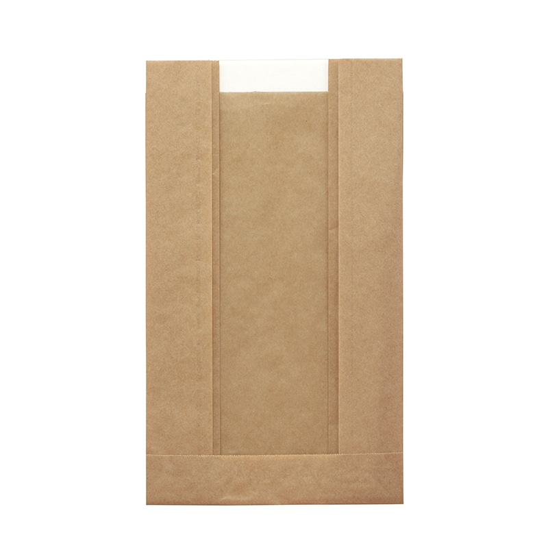 HEIKO 窓付耐油ガゼットパック 中 未晒無地 100枚/袋