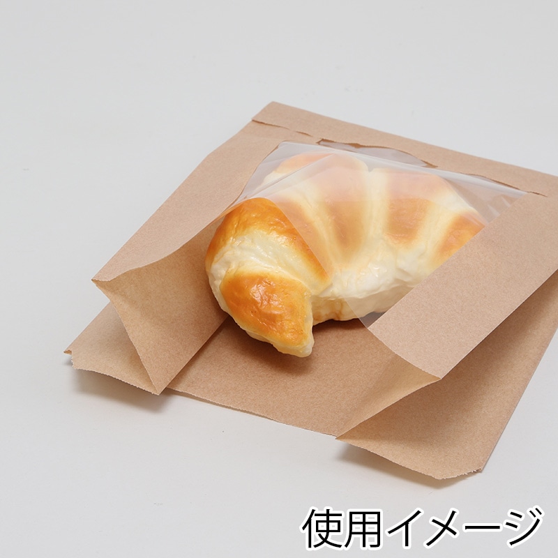 HEIKO 窓付耐油ガゼットパック 大 未晒無地 100枚/袋