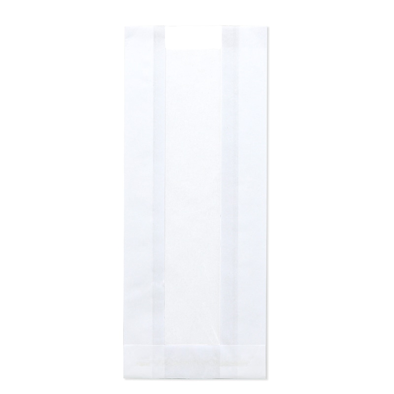 HEIKO 窓付耐油ガゼットパック ロング 白無地 100枚/袋