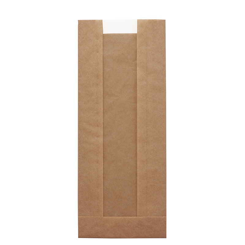 HEIKO 窓付耐油ガゼットパック ロング 未晒無地 100枚/袋