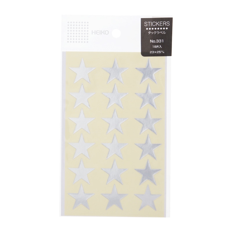 HEIKO タックラベル(シール) No.331 星 銀 23×25mm 18片/束