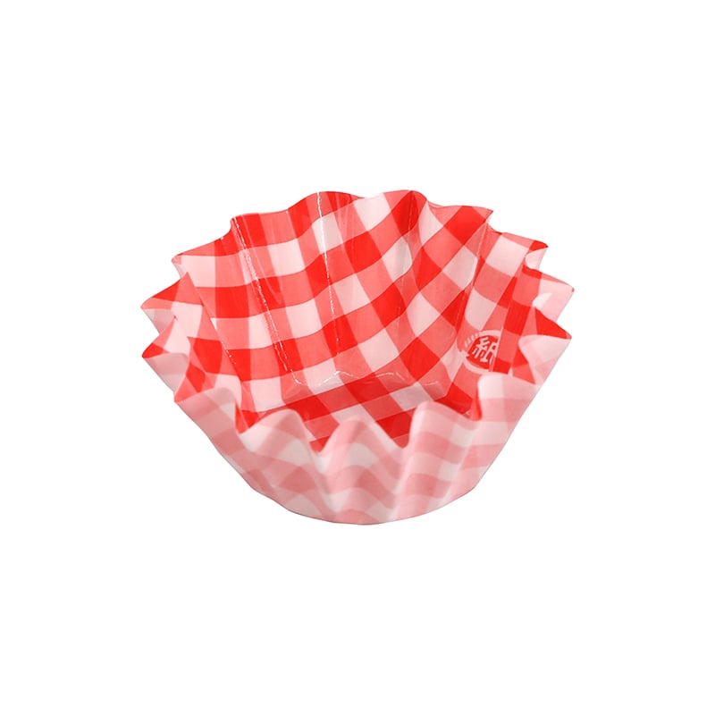 HEIKO 純白ペットケース 5号深 赤チェック 250枚/本