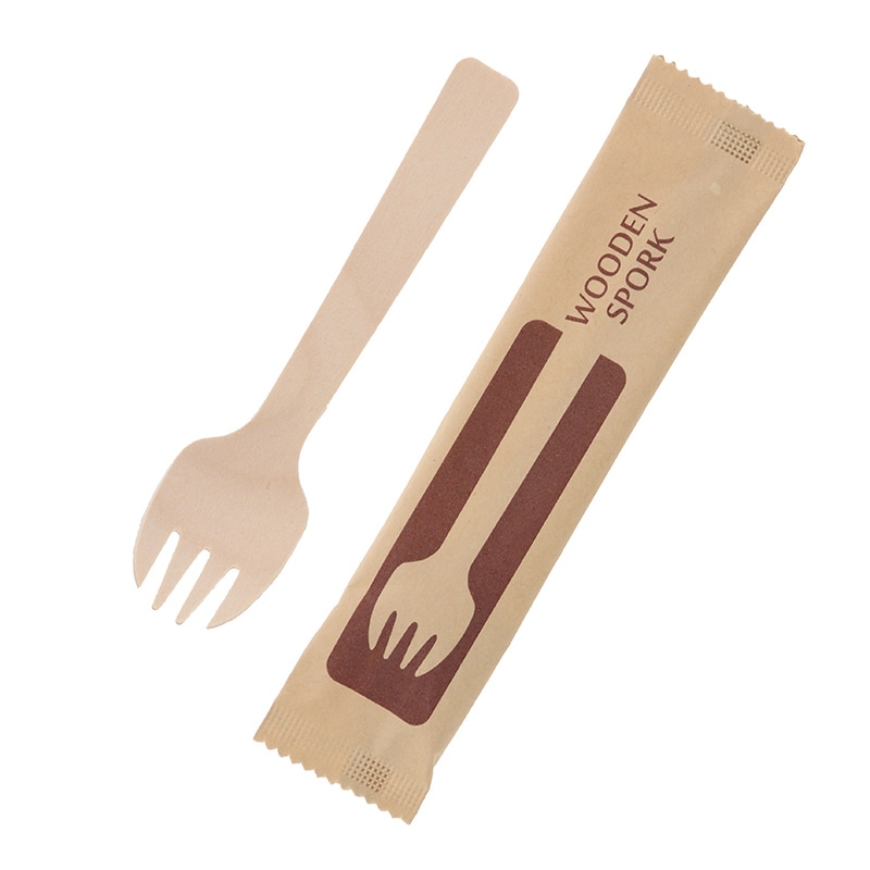 HEIKO 木製フォークスプーン 105mm 未晒紙完封(個包装) 100本/袋