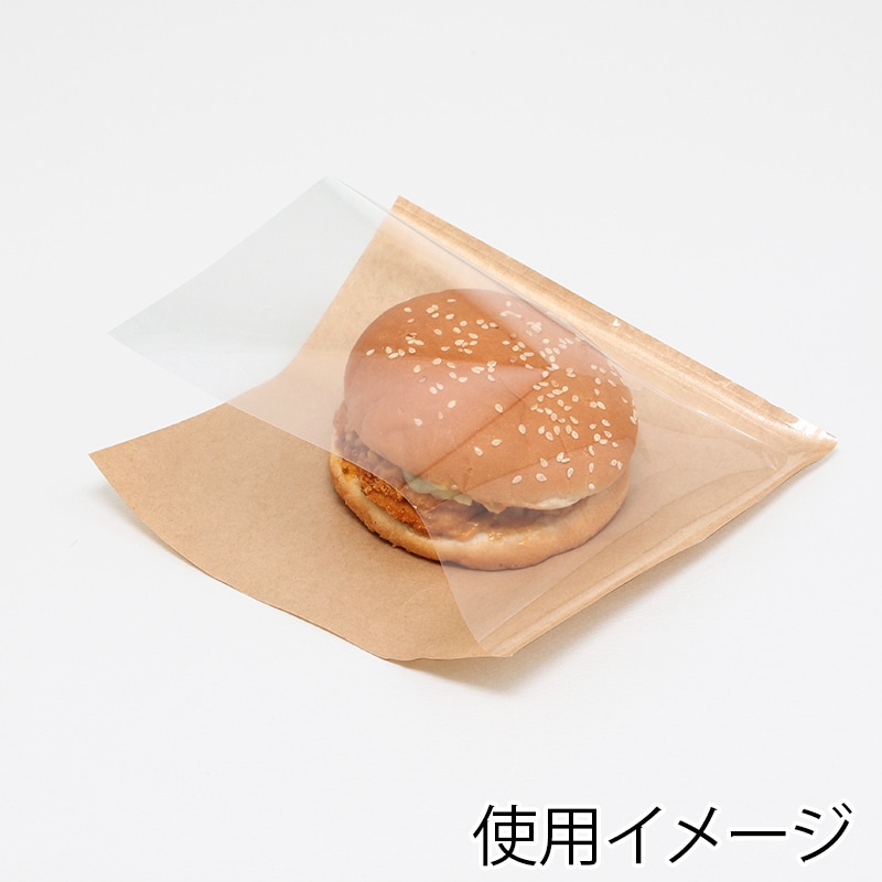 HEIKO 片面透明バーガー袋 18－18 未晒無地 100枚/袋 004738103 包装