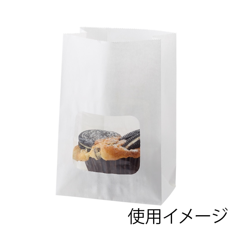 HEIKO 窓付耐油角底袋 11-6 白無地 100枚/袋