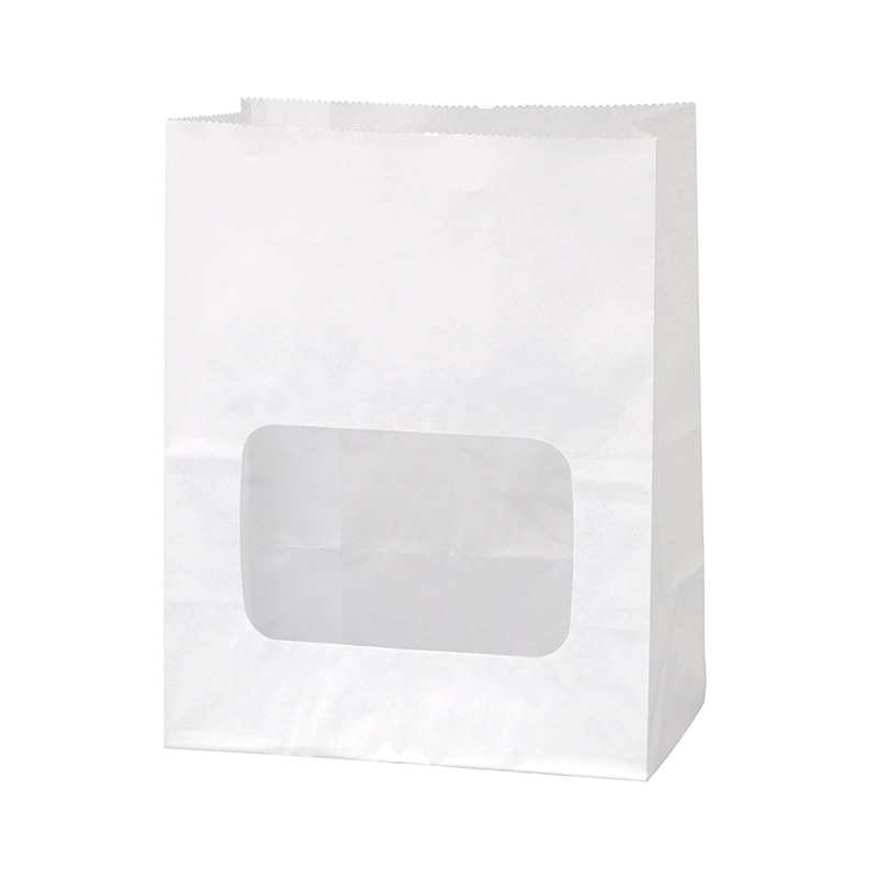 HEIKO 窓付耐油角底袋 13-8 白無地 100枚/袋