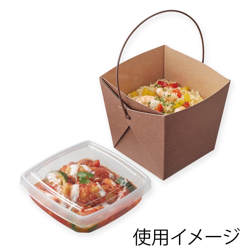 協和パック 持ち手付き食品容器 デリメイト TK125 嵌合容器付き ブラウン 20枚/袋(ご注文単位12袋)【直送品】