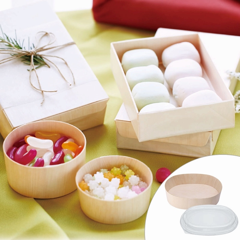 HEIKO 食品容器 ふぁるかたぼっくす 楕円 120×H170 透明フタ 50枚/袋