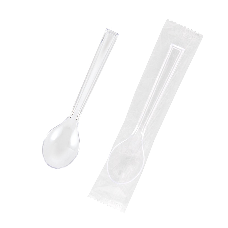 HEIKO プラスチックスプーン 12.3cm 個包装 透明 100本/袋