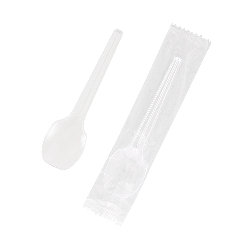 HEIKO プラスチックスプーン 10cm 個包装 透明 100本/袋