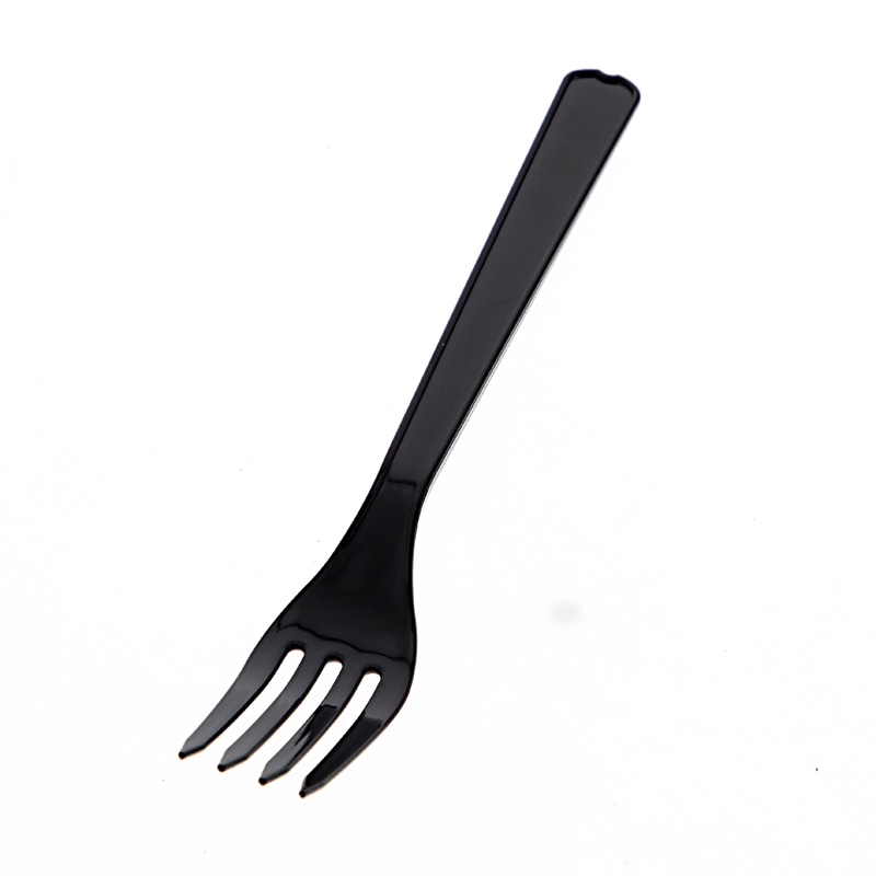 HEIKO プラスチックフォーク 16cm 個包装 黒 100本/袋