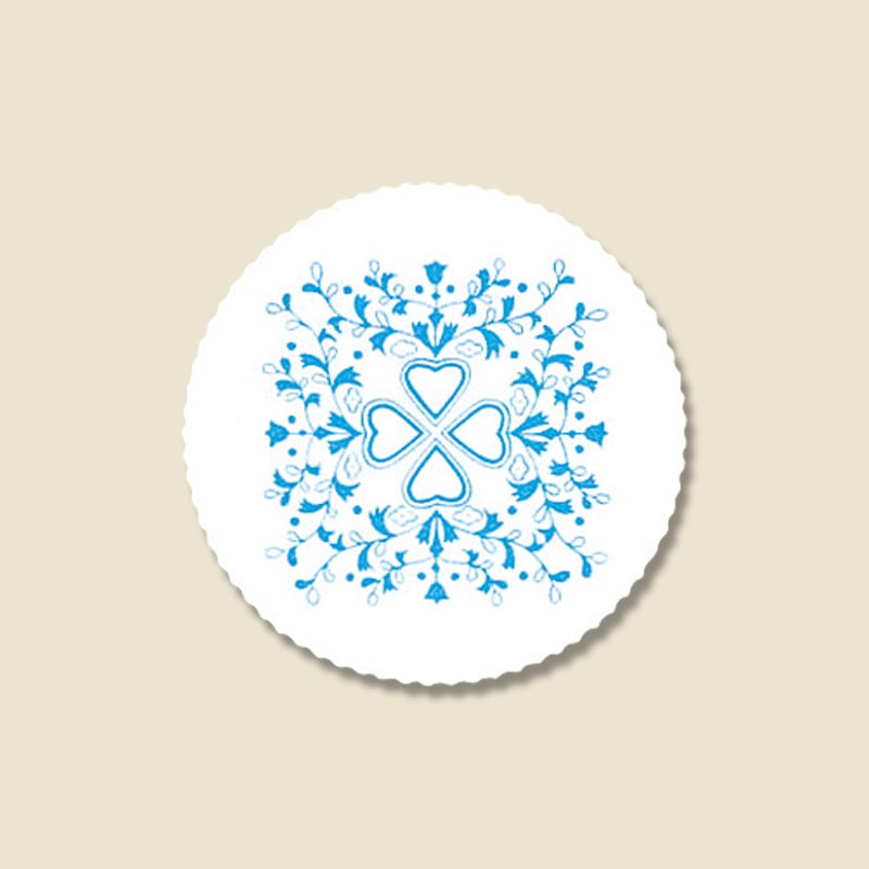 コースター Mフラワーハート 青 100枚/袋