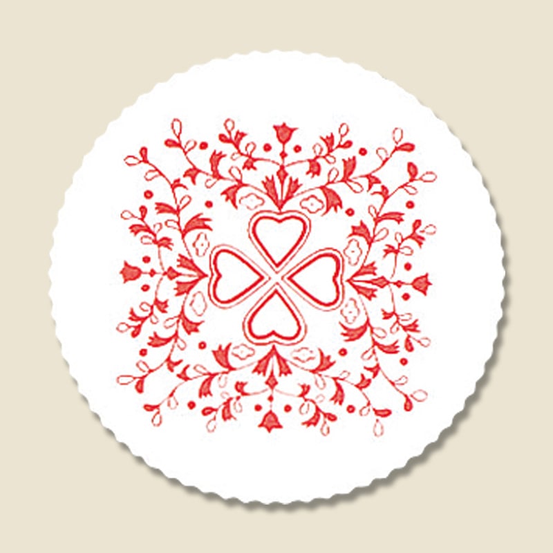 コースター Mフラワーハート 赤 100枚/袋