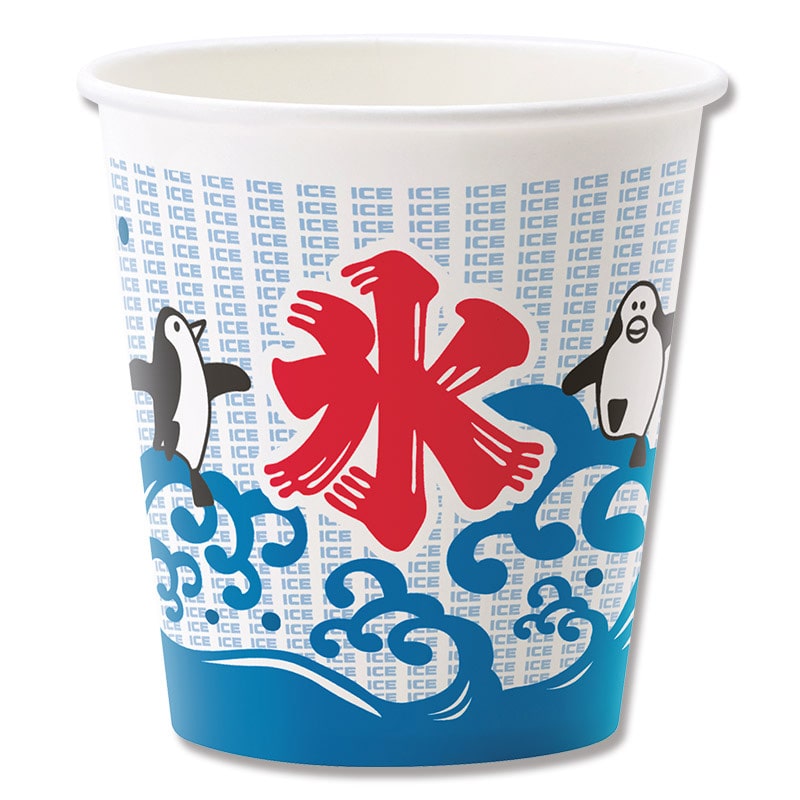 HEIKO 氷カップ 紙コップ 8オンス 波乗りペンギン 50個/袋