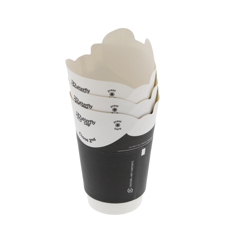 HEIKO バタフライカップ 8オンス ホット ダブル ブラック 25個/袋