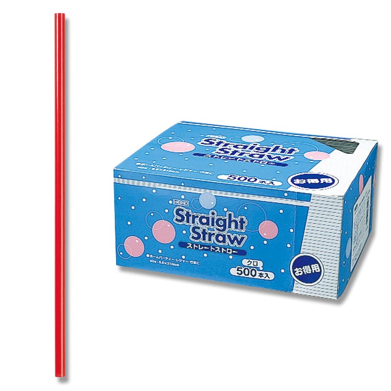 HEIKO ストレートストロー 裸 赤 500本/箱