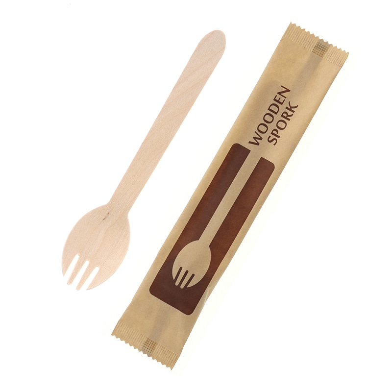 HEIKO 木製フォークスプーン 160mm未晒紙完封 100本/袋