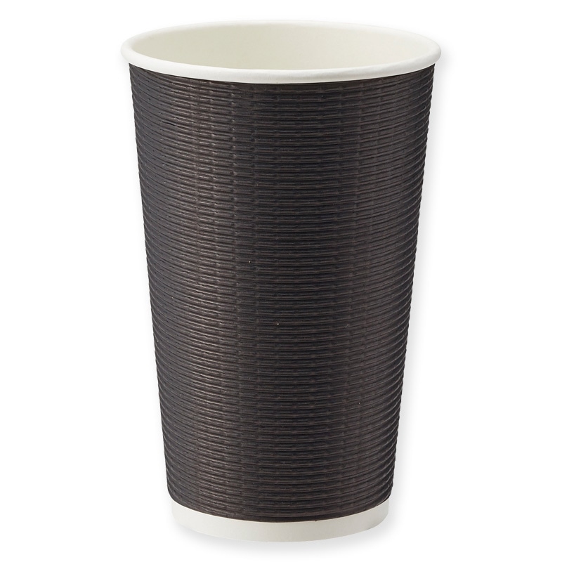 紙コップ エコブラック断熱カップ 16オンス 黒 25個/袋