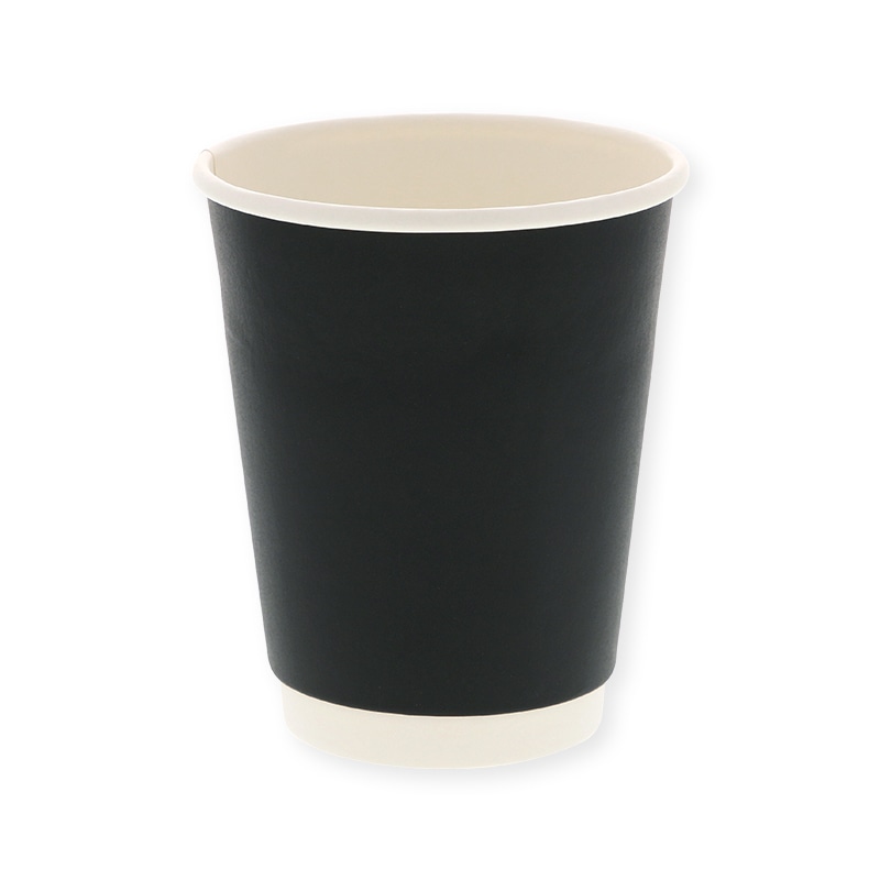 BMターゲット 紙コップ 断熱二重黒無地カップ 12オンス 90mm口径 25個/袋(ご注文単位40袋)【直送品】
