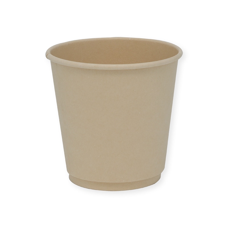 紙コップ バガス二重断熱カップ PLAコート 8オンス(240ml) 80mm口径 25個/袋